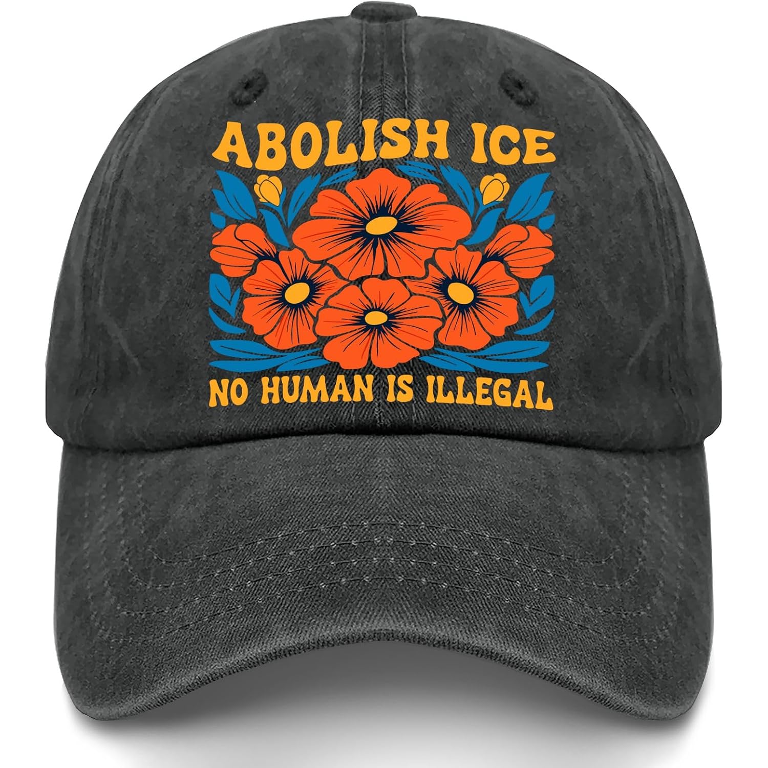 Abolish ICES No Human is Illegal Hat for Womens Fashion Washed Distressed Abolish Ices No Human is Illegal 3