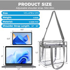 Bagail Clear Bags 12X6X12 Stadium Approved Clear Tote Bag With Zipper Closure Crossbody Shoulder Bag With Adjustable Strap