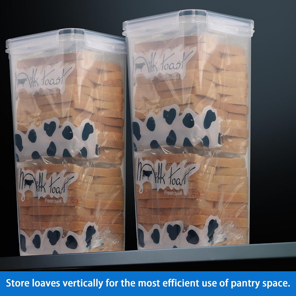 Tiawudi 2 Pack Bread Box, Plastic Bread Container, Bread Storage For Kitchen Counter, Bread Keeper With Airtight Lid, Tall Bread Saver, Sandwich Bread Holder, 5.6 Qt / 5.3L Each