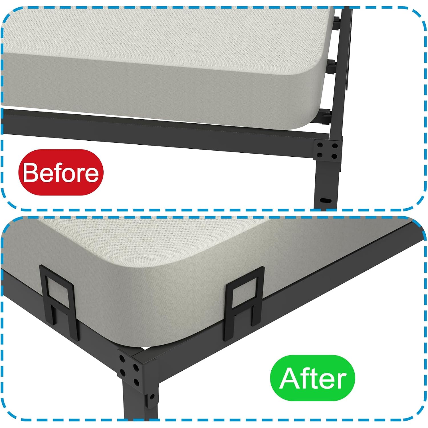 Mattress Holder For Metal Bed Frame Extra Thick Slide Stopper To Keep Mattress From Sliding 6 Pcs Non Slip