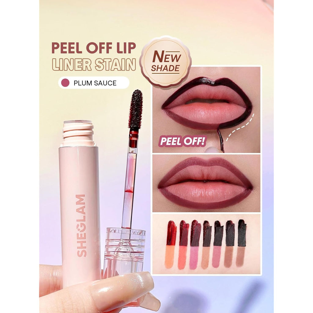 SHEGLAM Fall In Line Peel Off Lip Liner Stain Long Lasting Transfer-proof Nude Lip Tint-Plum Sauce