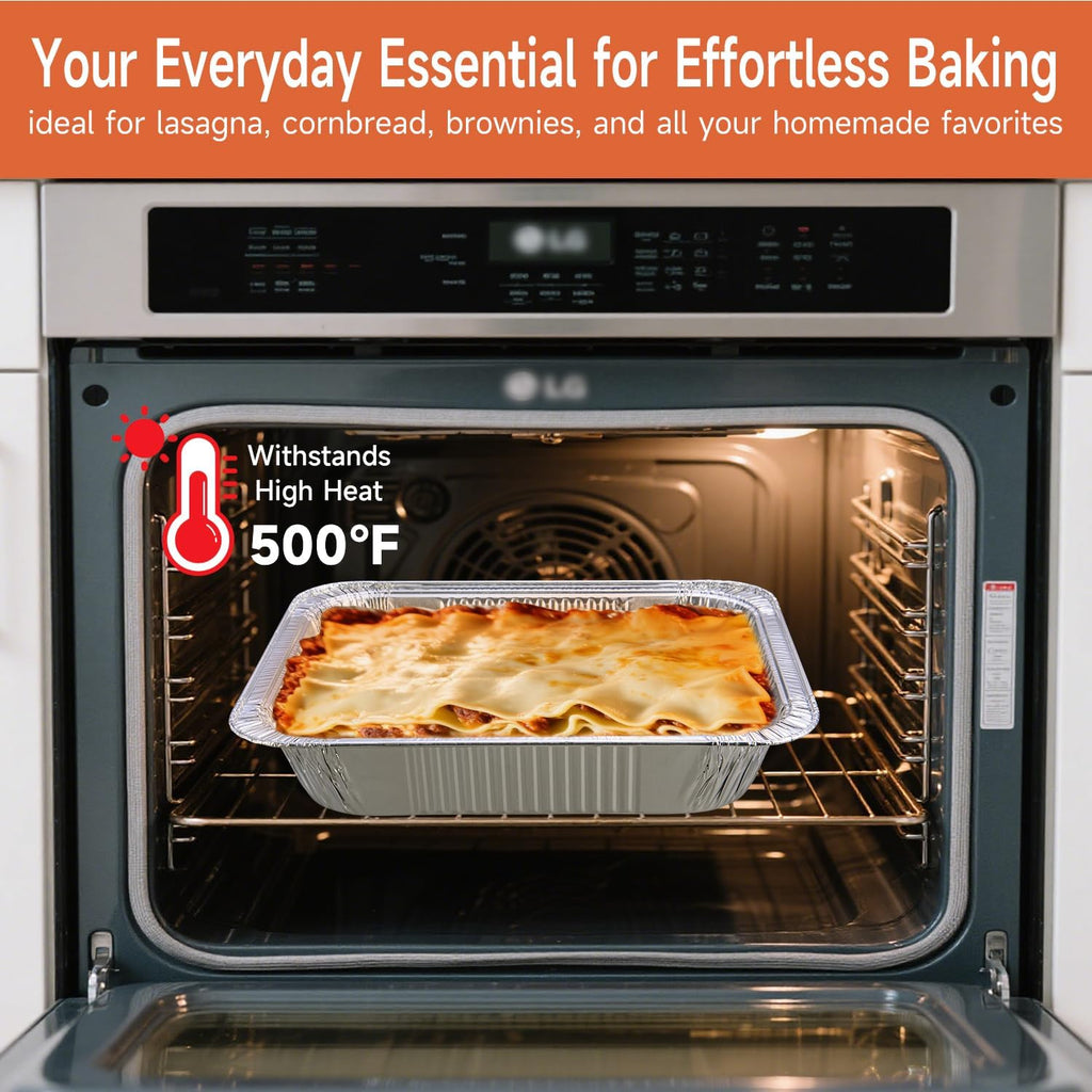 9x13 Aluminum Pans (30 Pack) – Disposable Half Size Aluminum Foil Pans for Cooking, Baking, Meal Prep, Parties & Food Storage