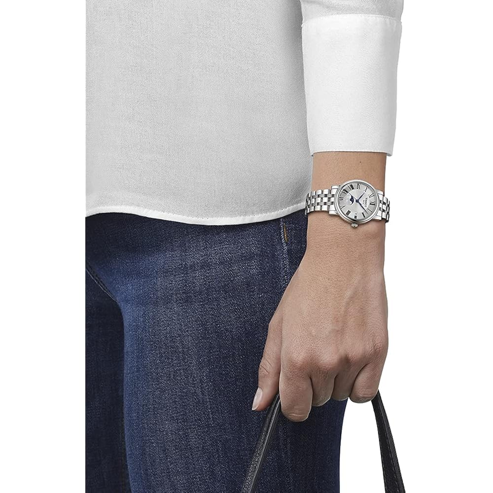 Tissot Womens Tissot Carson Premium Lady Moonphase Swiss Quartz Watch, Grey, Stainless Steel, 16 (T1222231103300)