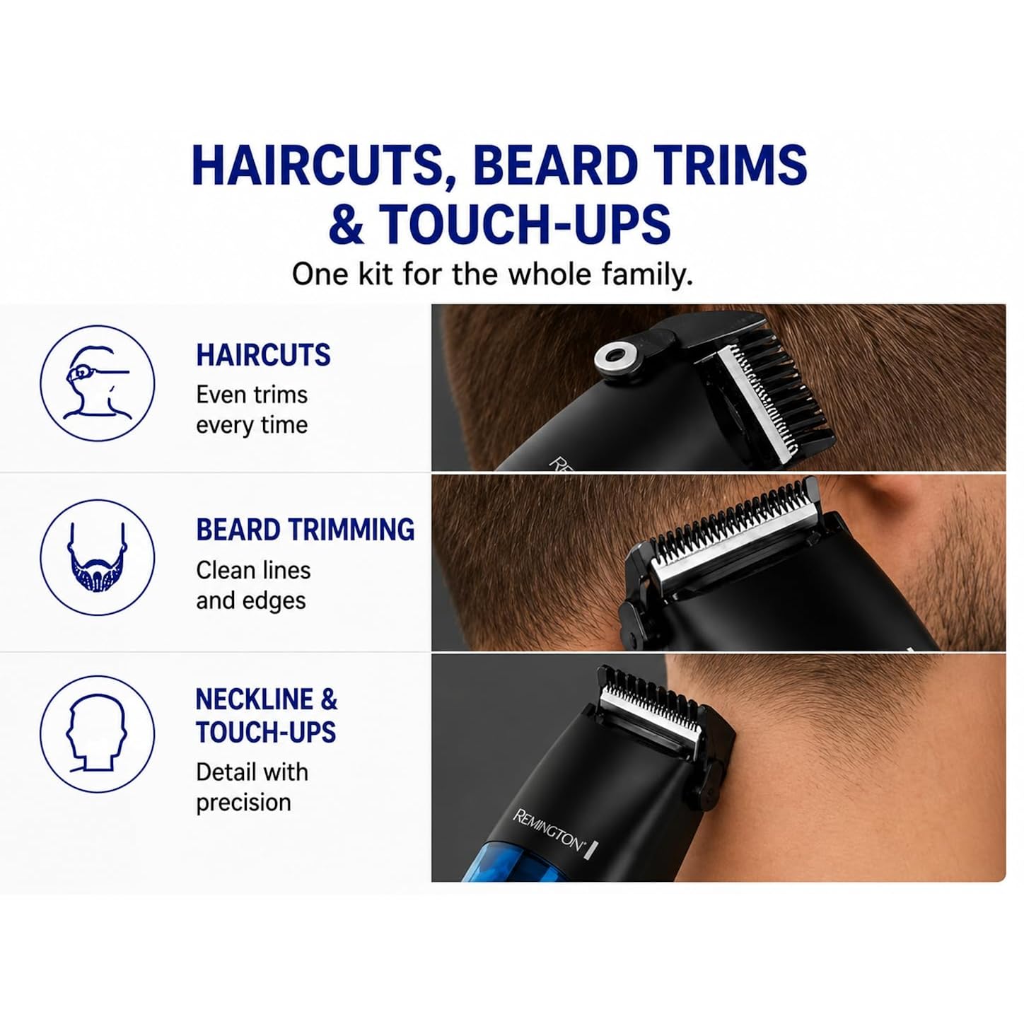 Remington Vacuum Hair Clippers For Men, Mess-Free Haircut & Beard Trimmer Kit With Hair Collection Chamber, Dual Motor Power, 18-Piece Grooming Set