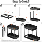 Ukeetap Multi-Purpose Pull-Out Storage Organizers, Under Sink/Cabinet Organizers and Storage for Bathroom & Kitchen, Black, 12.8 Inches, 2 Packs