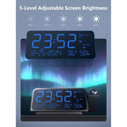 Projection Clock For Bedroom Ceiling, Alarm Clock For Heavy Sleepers | 350° Rotatable Projector, Dual Alarms, 5 Brightness, Weekday/Weekend Mode, Temp & Humidity, Snooze, Usb Charger