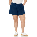 Women's 5" Inseam Drawstring Elastic Waist Linen Blend Summer Shorts