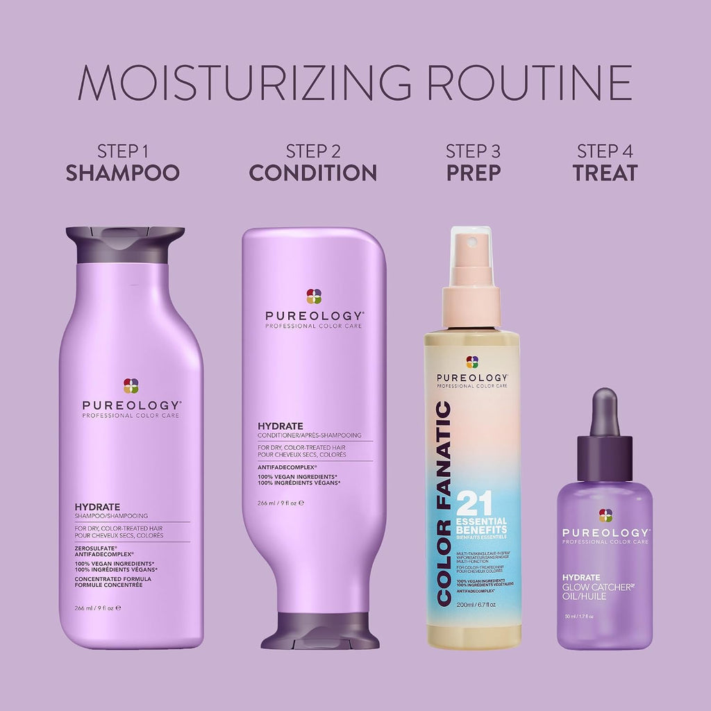 Pureology Hydrate Shampoo - For Dry Or Color Treated Hair, Moisturizing Shampoo For Hydration & Softness, With Rose Extract & Green Tea, Vegan & Sulfate-Free