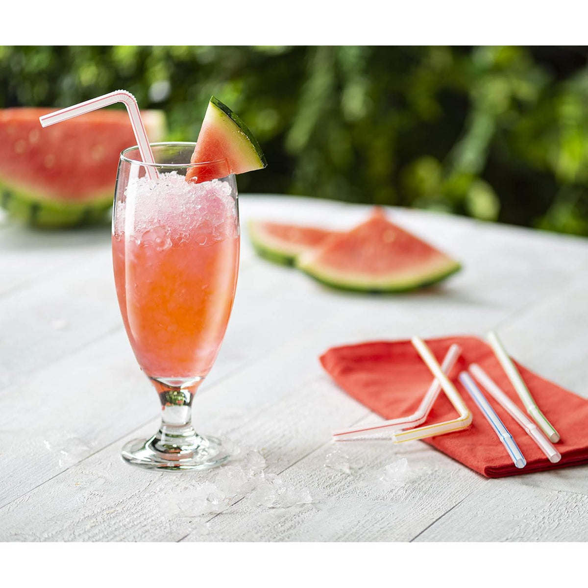 Comfy Package Flexible Disposable Plastic Straws [200 Pack] Assorted Colors | Bpa-Free Bendable Plastic, Bright Striped Design, Assorted Colors, Sodas, Juices, Cocktails, & Parties