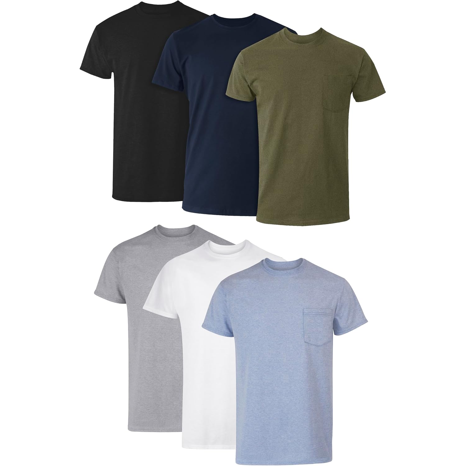 Hanes Men'S Pocket T-Shirt Pack, 6-Pack, Cool & Breathable Cotton Tees, Stay-Tucked Undershirts For Men