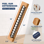 Magnetic Knife Holder for Wall, Acacia Wood Magnetic Knife Strip 16”, Strong N50 Knife Magnet Rack, No Drill 3M Adhesive or Screw Mount, Wooden Kitchen Knife Holder Organizer for Wall, Fridge, Kitchen
