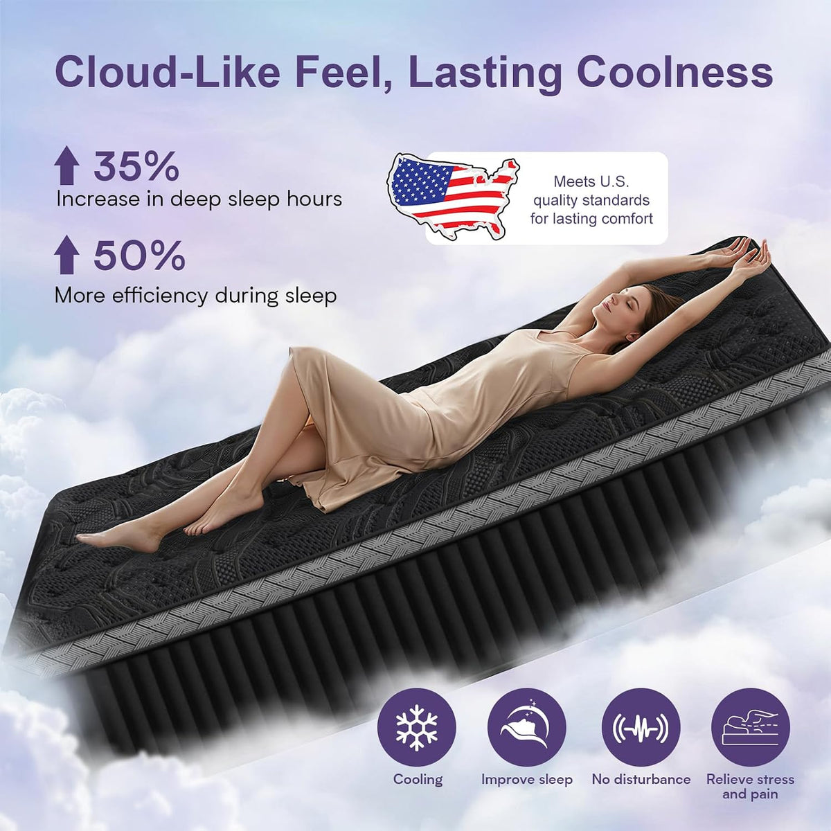16 Inch King Size Mattress, Upgraded Luxury Hybrid King Mattress In A Box With 7-Zone Support For Cool Night & Pressure Relief, Motion Isolation, Assembled In Usa, 365-Night Trial, Medium Firm