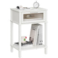 Nightstand Wooden Bedside Table With Drawer White Night Stands Modern Style Small End Table Side Table With Storage Shelf For Bedroom Living Room Mlbz10W