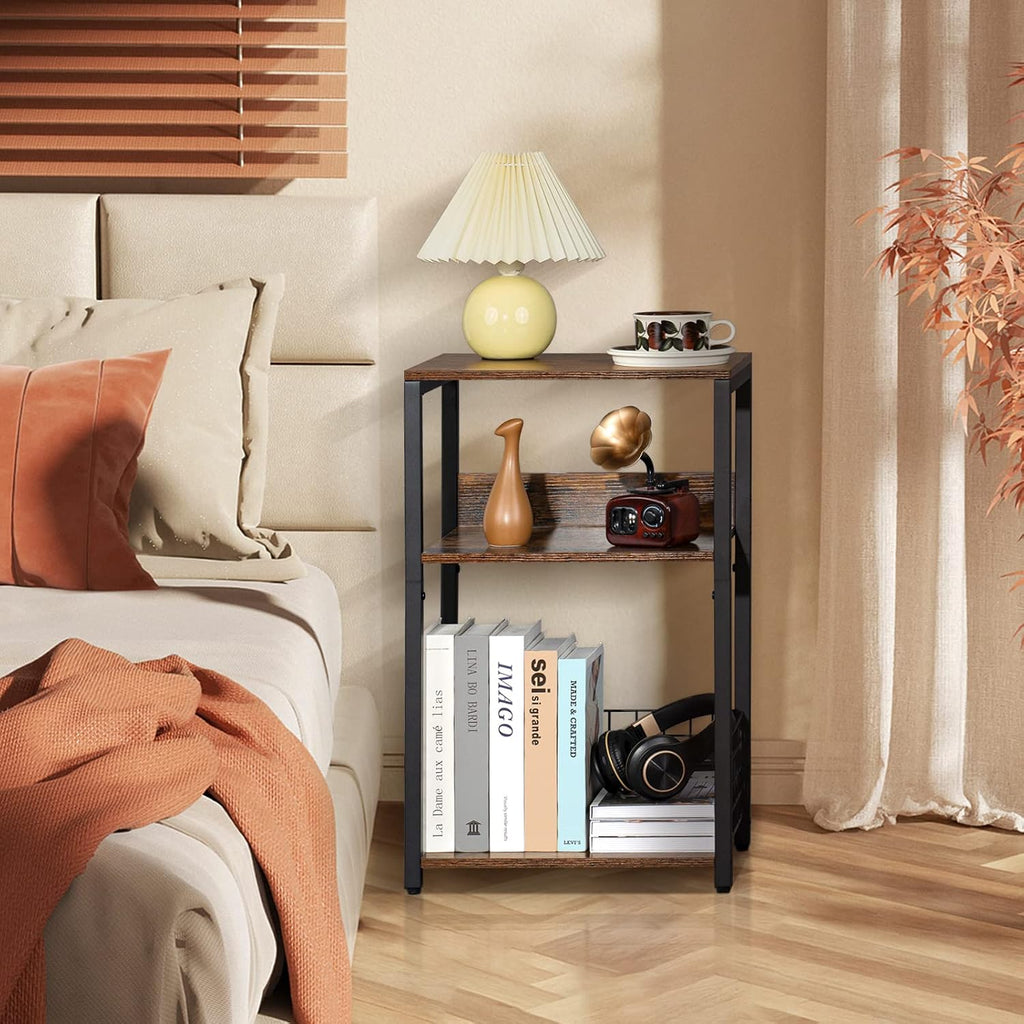 3 Tier End Table,Record Player Stand With Storage Up To 100 Albums,Turntable Stand For Vinyl,Brown Records Shelf For Living Room Bedroom