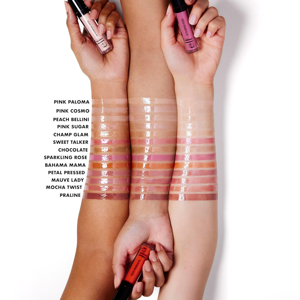 e.l.f. Lip Plumping Gloss, High-Shine Sheer Color, Hydrates & Creates Fuller Lips With Vitamin E, Vegan & Cruelty-Free, Mocha Twist, 0.1 Fl Oz