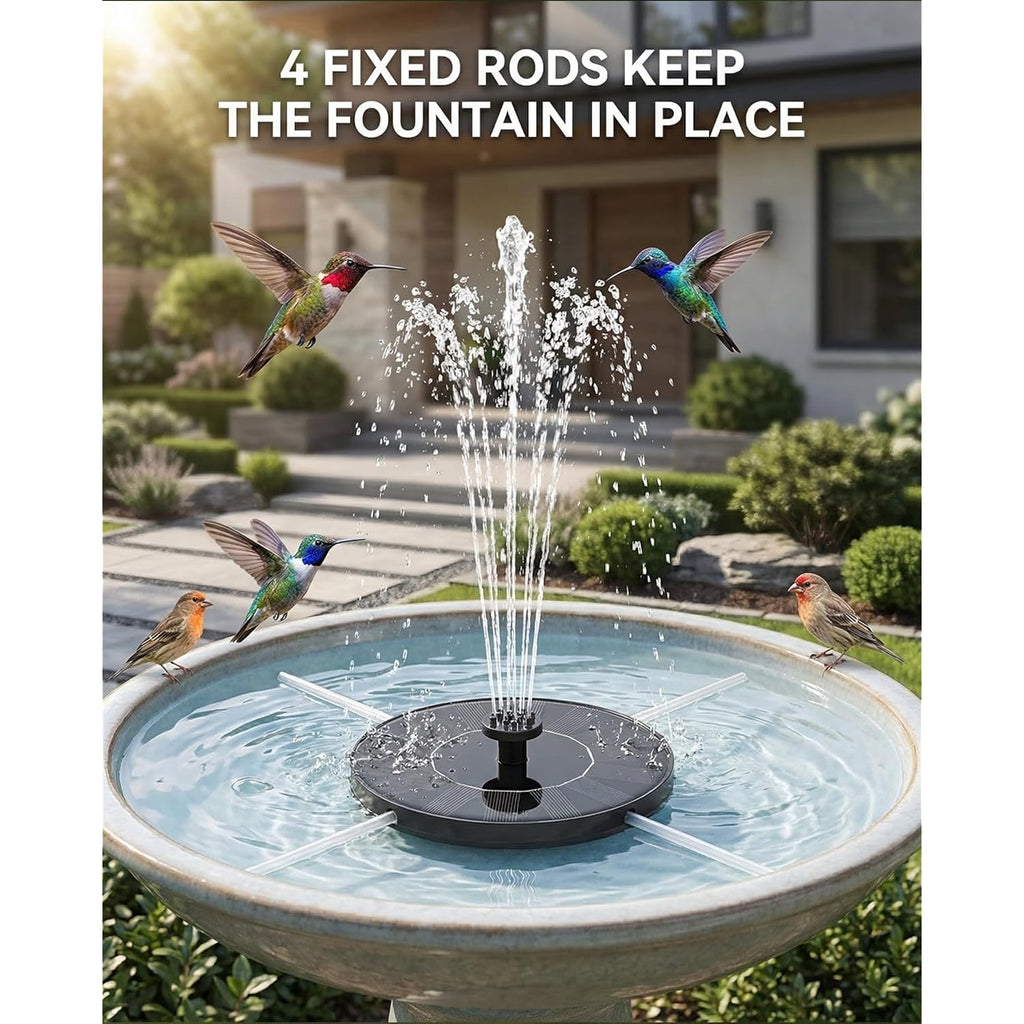Solar Bird Bath Fountain – 2026 Newly Upgraded 1.4W Solar Pump With 7 Nozzles And 4 Fixed Pipes, Floating & Free-Standing, Solar Fountain For Bird Bath, Garden, Pond, Pool, Outdoor