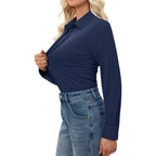 Aoudery Button Down Shirts For Women Slim Fit Long Sleeve Stretch Dress Shirts Work Shirt Wrinkle Free Office Blouse Top
