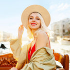 Beach Hats for Women - Sun Hat Womens, Wide Brim Straw Womens Sun Hat with Wind Lanyard Roll Up Foldable UV Protection