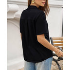 Womens Polo Shirts Short Sleeve V Neck Business Casual Collared Tops Summer Dressy Blouses