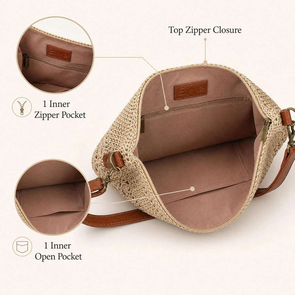 Eiyye Boho Crochet Crossbody Bag Women Handmade Hobo Purse Large Tote Bag For Summer Beachtravel Daily Use