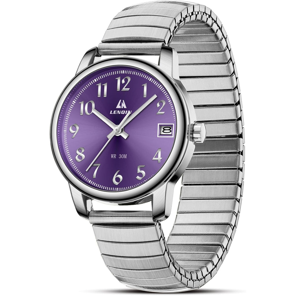 LN LENQIN Ladies Watches Womens Watch Stainless Steel Analog Quartz Watches for Women Waterproof Easy Reader Women's Wrist Watch with Date Expansion Band