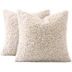 Miulee Faux Fur Decorative Sherpa Throw Pillow Covers 18X18 Inch Pack Of 2 | Neutral Light Beige Pillow Covers Fuzzy Accent Soft Sheepskin Fleece For Boho Home Decor Sofa Living Room Couch Bed
