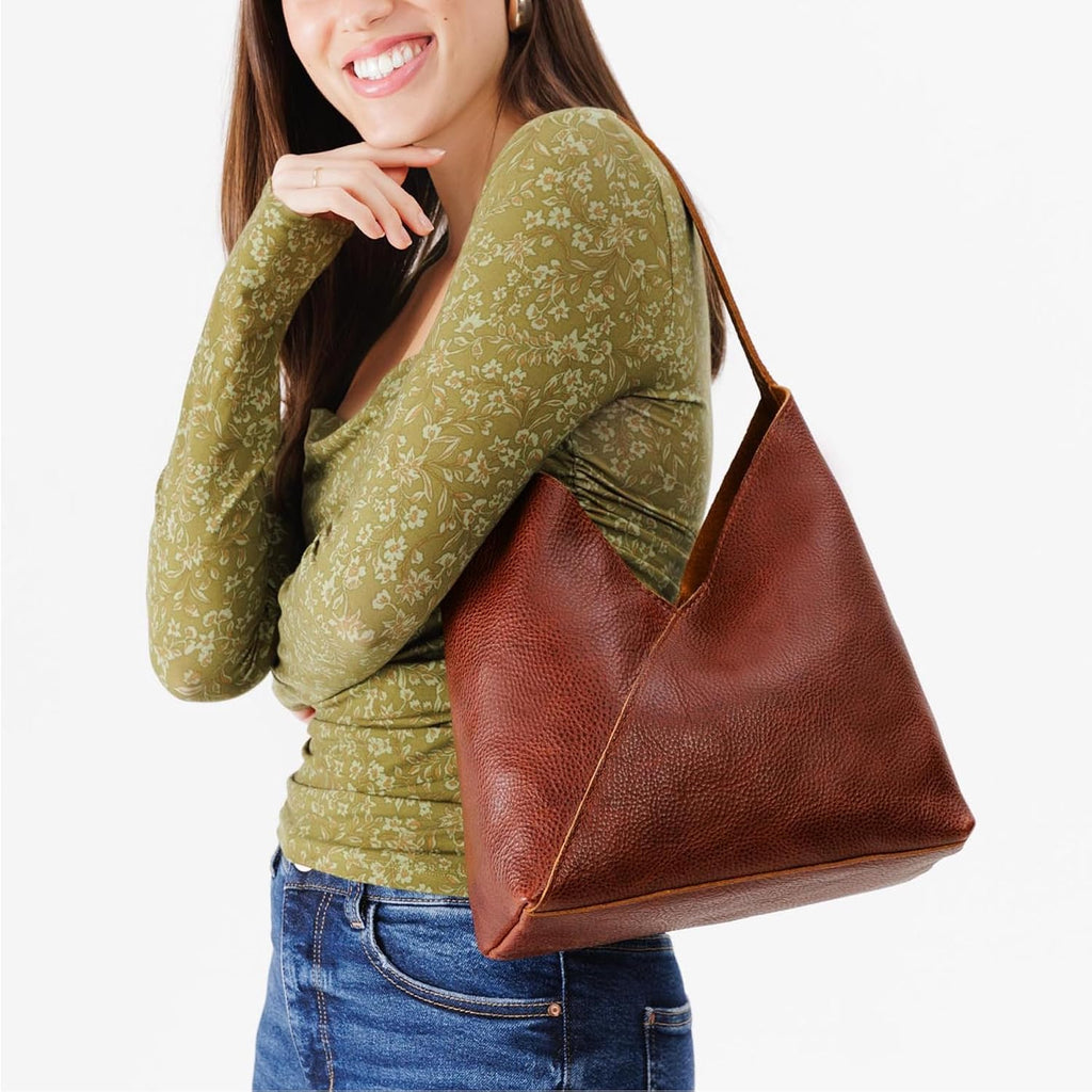 Portland Leather Goods Naomi Shoulder Bag – Handmade Slouchy Bag With Adjustable Crossbody Strap & Secure Magnetic Closure