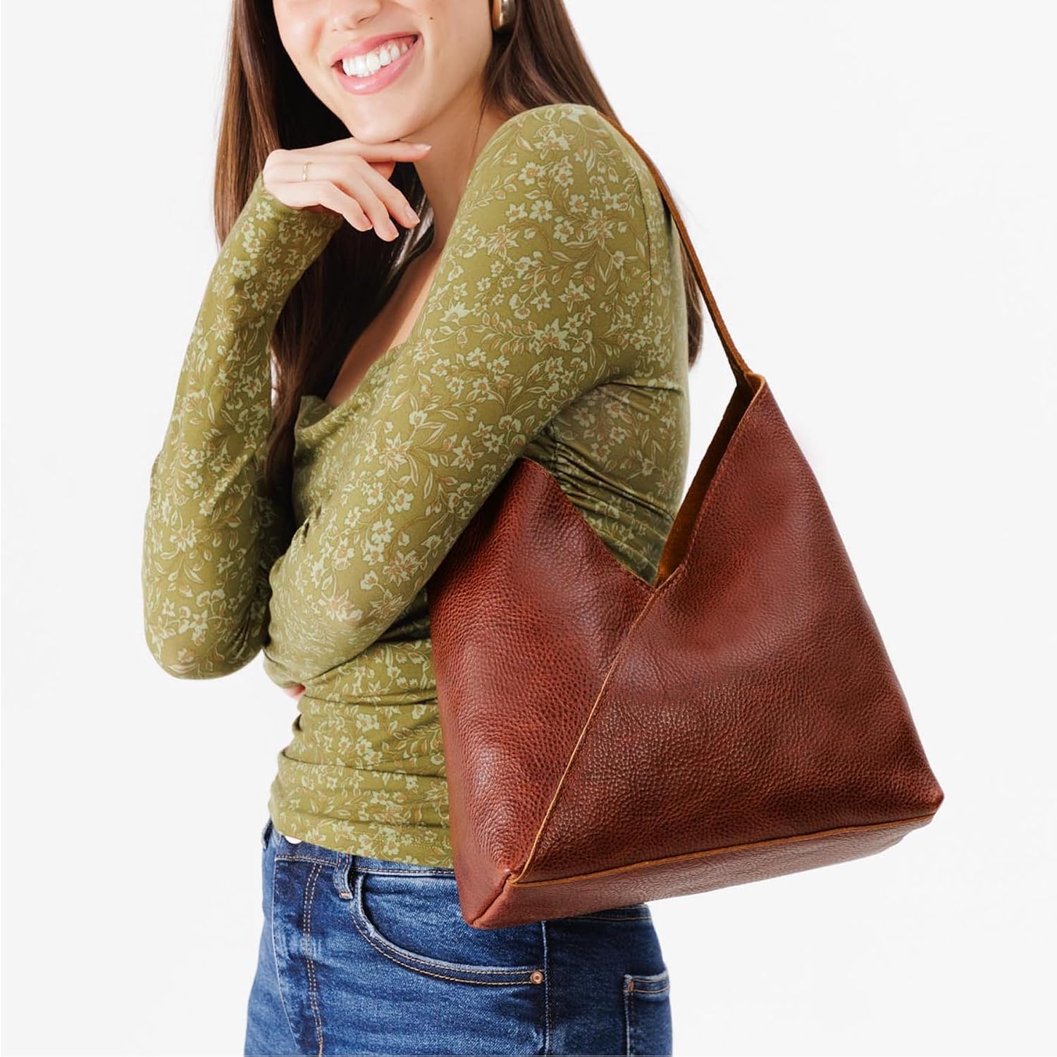 Portland Leather Goods Naomi Shoulder Bag – Handmade Slouchy Bag With Adjustable Crossbody Strap & Secure Magnetic Closure