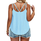 Rosriss Womens Summer Plus Size Tank Tops Embroidery Scoop Neck Spaghetti Strap Camisoles Sleeveless Eyelet Shirts Xl-5Xl