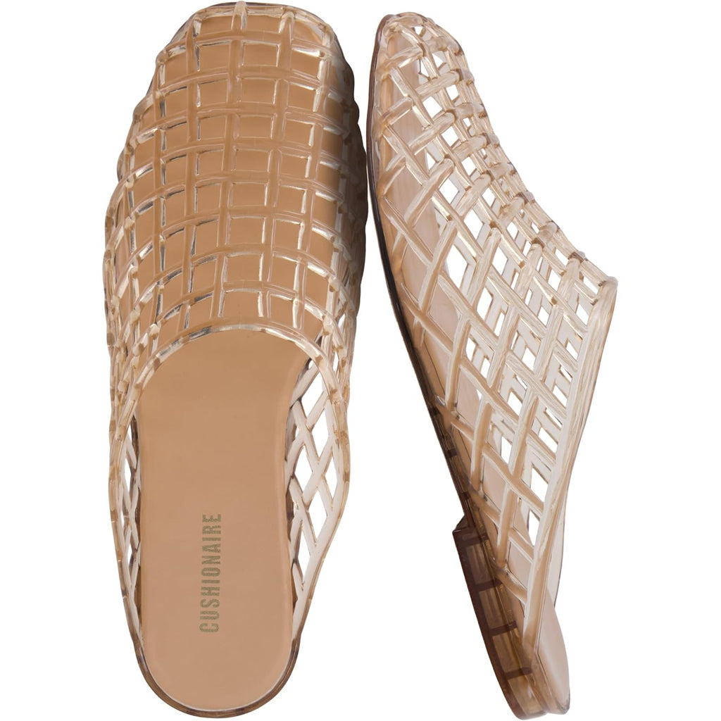 Cushionaire Lab Jelly Flats For Women, Closed Toe Slip On Lightweight Womens Mules With Woven Design And Cushioned Comfort
