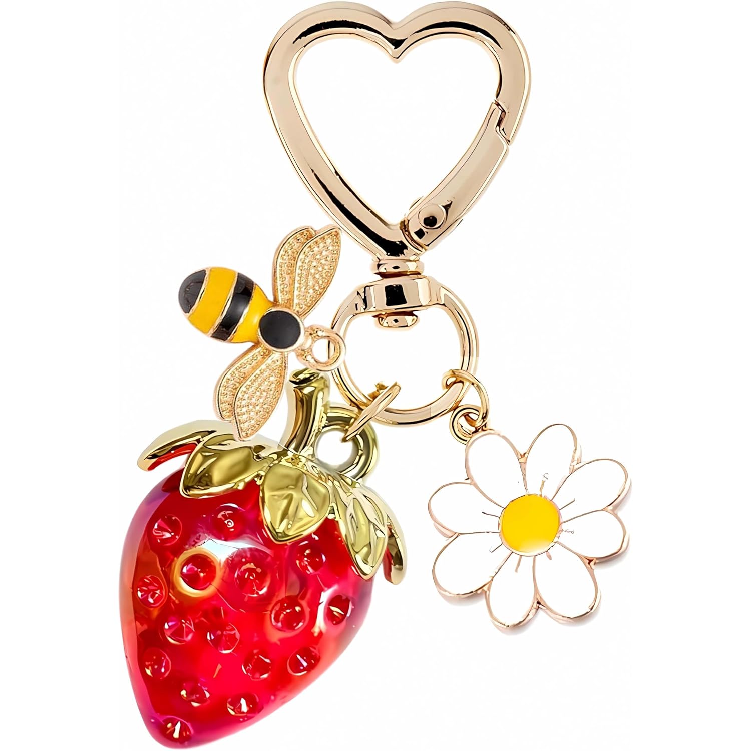 SIGZKK Cute Cherry Strawberry bag charms keychain purse accessories charm for women handbags Kawaii Flower Car Key Chain