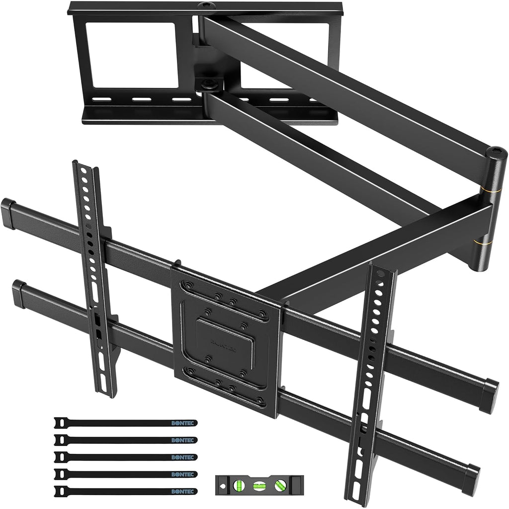 Bontec Corner Tv Wall Mount With Extra Long 40.9” Extension Arm For 32–75 Inch Tvs, Holds Up To 132 Lbs, Full Motion Dual Arm Tv Bracket With Tilt, Swivel, Level Adjustment, Max Vesa 600×400Mm
