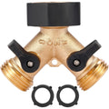 Garden Hose Splitter 2 Way Heavy Duty, Y Connector Brass Garden Hose Adapter, Hose Bib Splitter With 2 Extra Rubber Washers | Brass Garden Hose Adapter Hose Bib Splitter With 4 Extra Rubber Washers