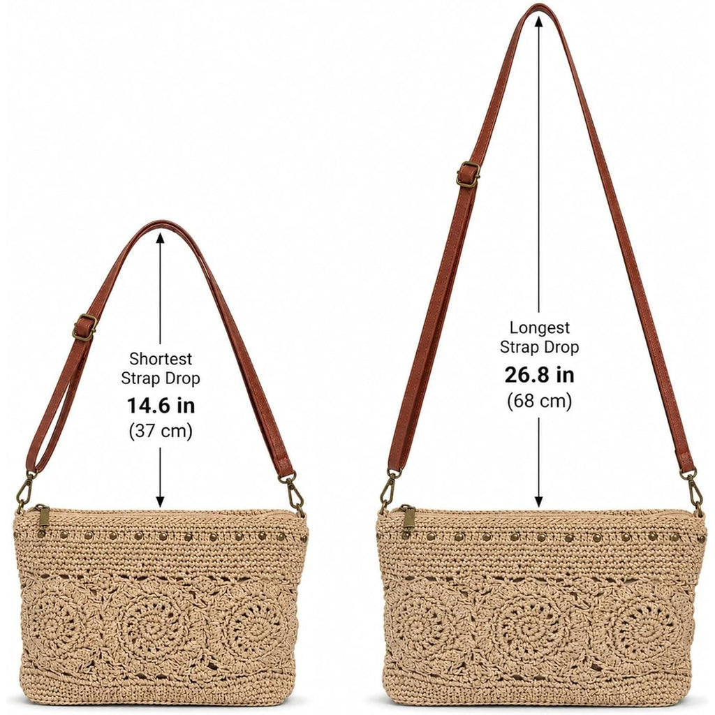 Eiyye Woven Crossbody Bag For Women Lightweight Crochet Purse With Adjustable Strap Inner & Outer Pockets