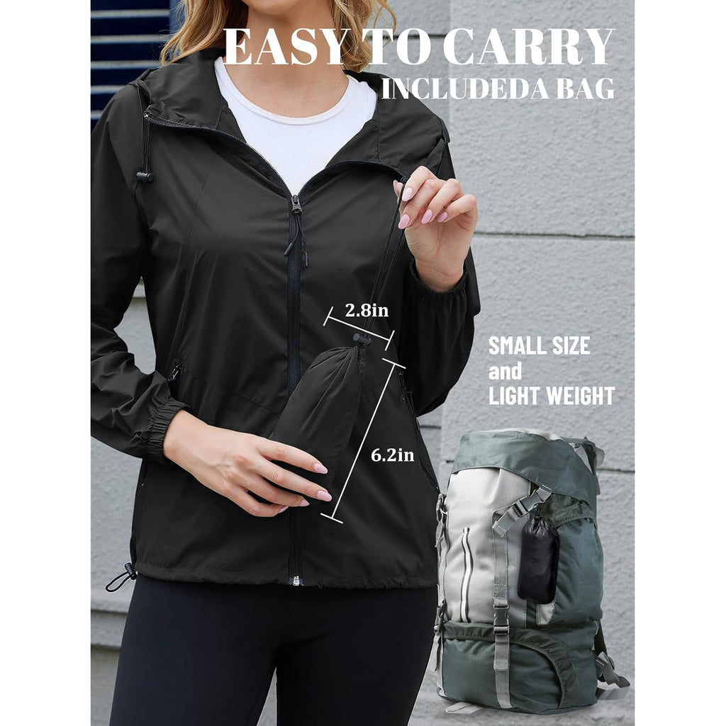Lightweight Rain Jacket Women Packable Wind Breaker Light Rain Jacket Women Waterproof Travel Raincoat S-Xxl