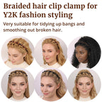 2 Pack Clip Headband For Twisty Bangs, 90S Hair Accessories For Women With 8 Mini Clips, Braided Hair Clip Headbands For Y2K Fashion Styling, Black And Brown