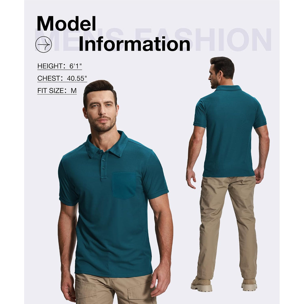 Scodi 7 Pack Polo Shirts For Men With Pocket Moisture Wicking Golf Polo Shirt Short Sleeve Outdoor Work Tactical Tshirt