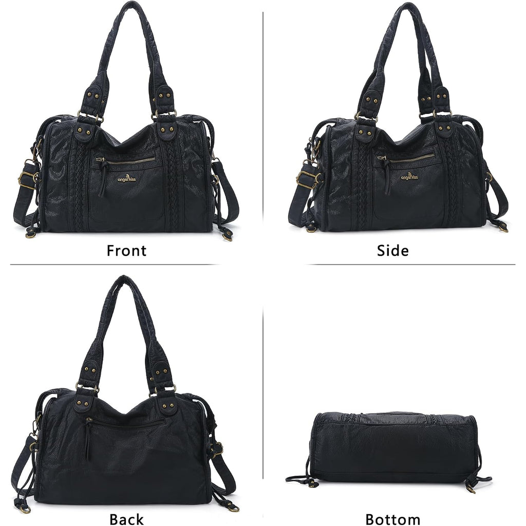 Angel Kiss Hobo Bags For Women Vegan Leather Hobo Satchel Handbags Large Tote Purses Shoulder Bag