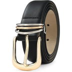 RISANTRY Women's Leather Belts with Gold Buckle Fashion Leather Waist Belt Elegant Ladies Belts for Jeans Gifts for Women