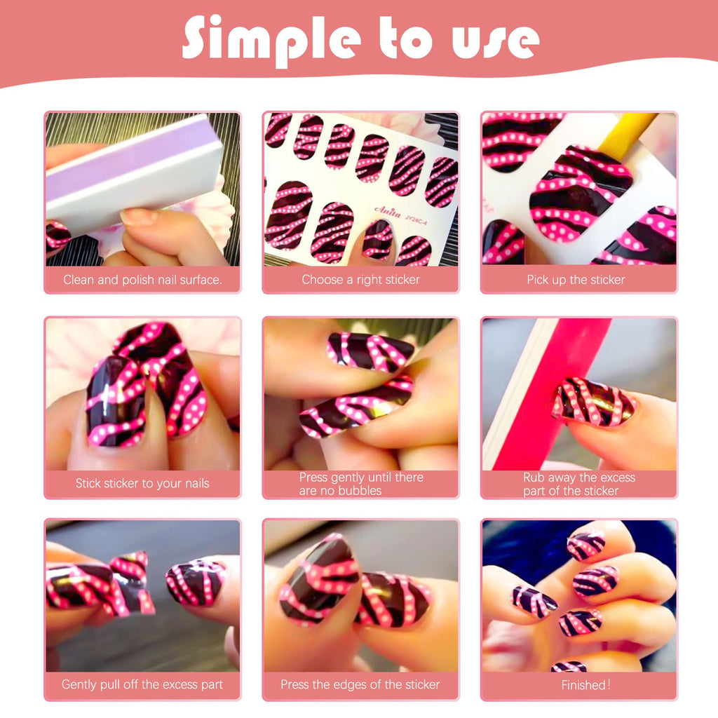 420 Pieces 30 Sheets Glitter Nail Wraps with Nail File Nail Polish Strips Self Adhesive Nail Polish Stickers Nail Strips for Women Girl Salon Nail Art Accessories