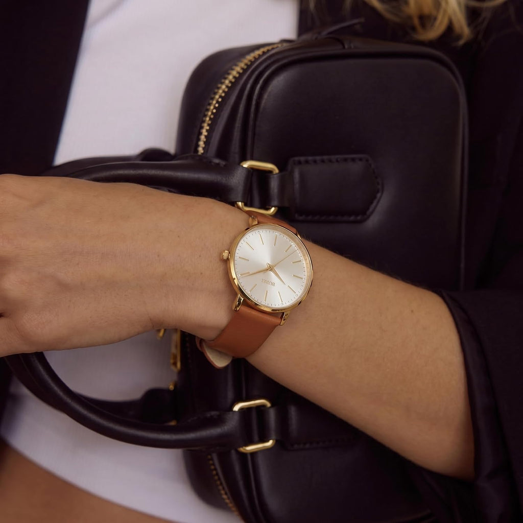 Burei Women Wrist Watches Large Face Fashion Minimalist Analog Leather Quartz Waterproof Watches For Women, Mothers Day Gifts For Mom