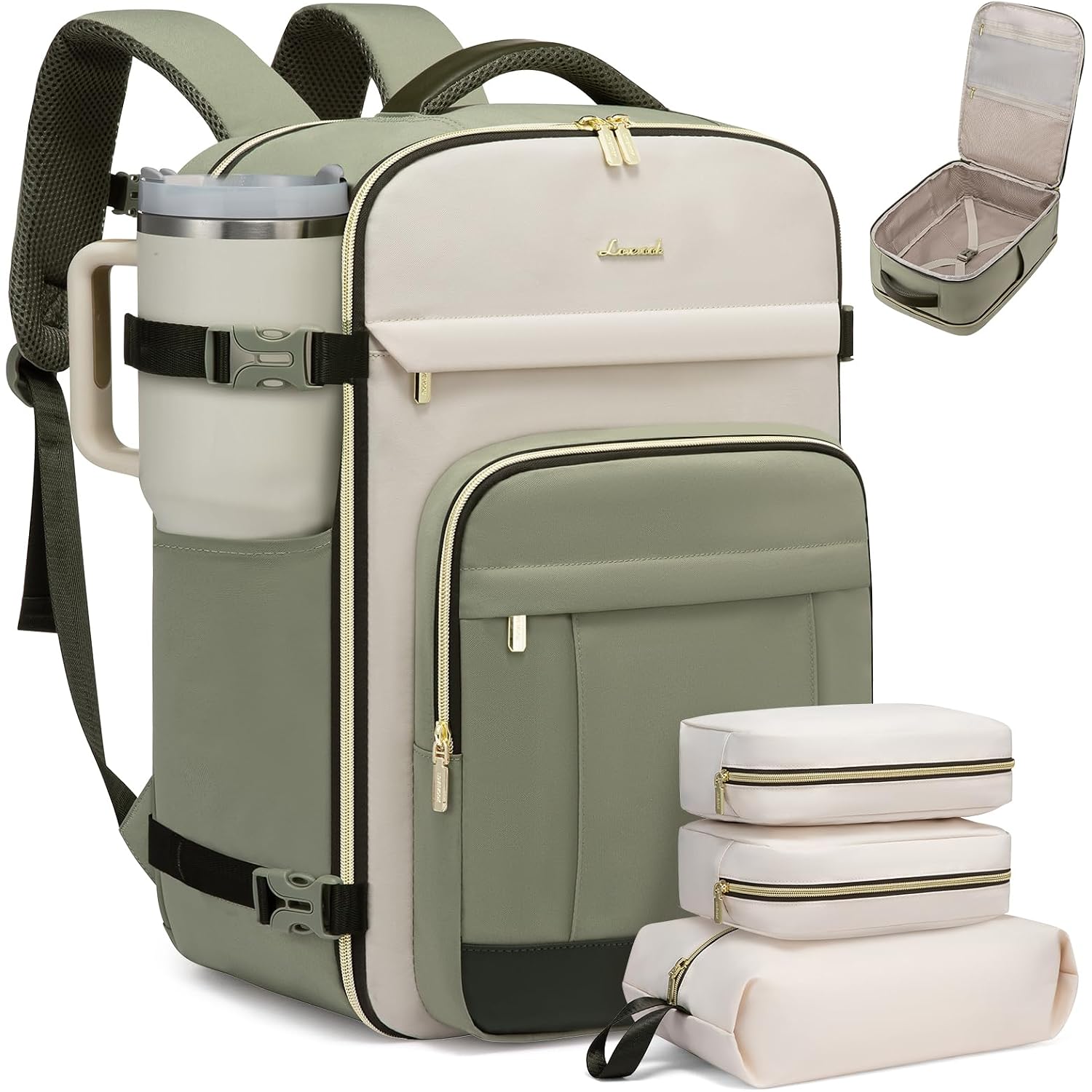 Lovevook 40L Travel Backpack For Women & Men - 17.3 Inch Carry On Backpack & Personal Item Backpack For Airlines, Spacious And Durable Design, With 3 Packing Cubes