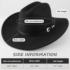 Western Cowboy Hats for Women Classic Felt Wide Brim Fedora Hat with Belt Buckle Retro Panama Hat Unisex Rolled up Cap 1 Pc Fedora Hat : Black