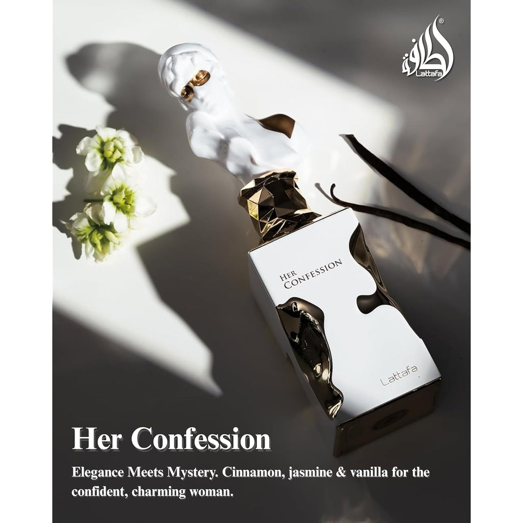 Lattafa Her Confession - Vanilla, Floral, Amber, Musk - Eau De Parfum Long-Lasting Fragrance For Women, 3.40 Ounce / 100 Ml