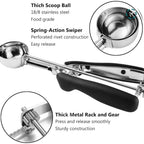 Junadael J Cookie Scoop Set, Cookie Scoops For Baking Set Of 3, Cookie Dough Scoop, 1 Tablespoon/ 2 Tablespoon/ 3 Tablespoon, Red/Black/Mint Handle, For Cookie Cupcake Muffin Ice Cream Truffles