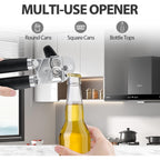 Can Opener Manual, Heavy Duty Handheld Strong Can Opener With Soft Touch Handle, Sharp Blade Smooth Edge, Can Openers With Multifunctional Bottle Opener, Black