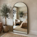 Sunqueen 76"X34" Floor Mirror Full Length, Arched Full Length Mirror With Stand, Full Body Mirrors For Bedroom Living Room Or Cloakroom Black