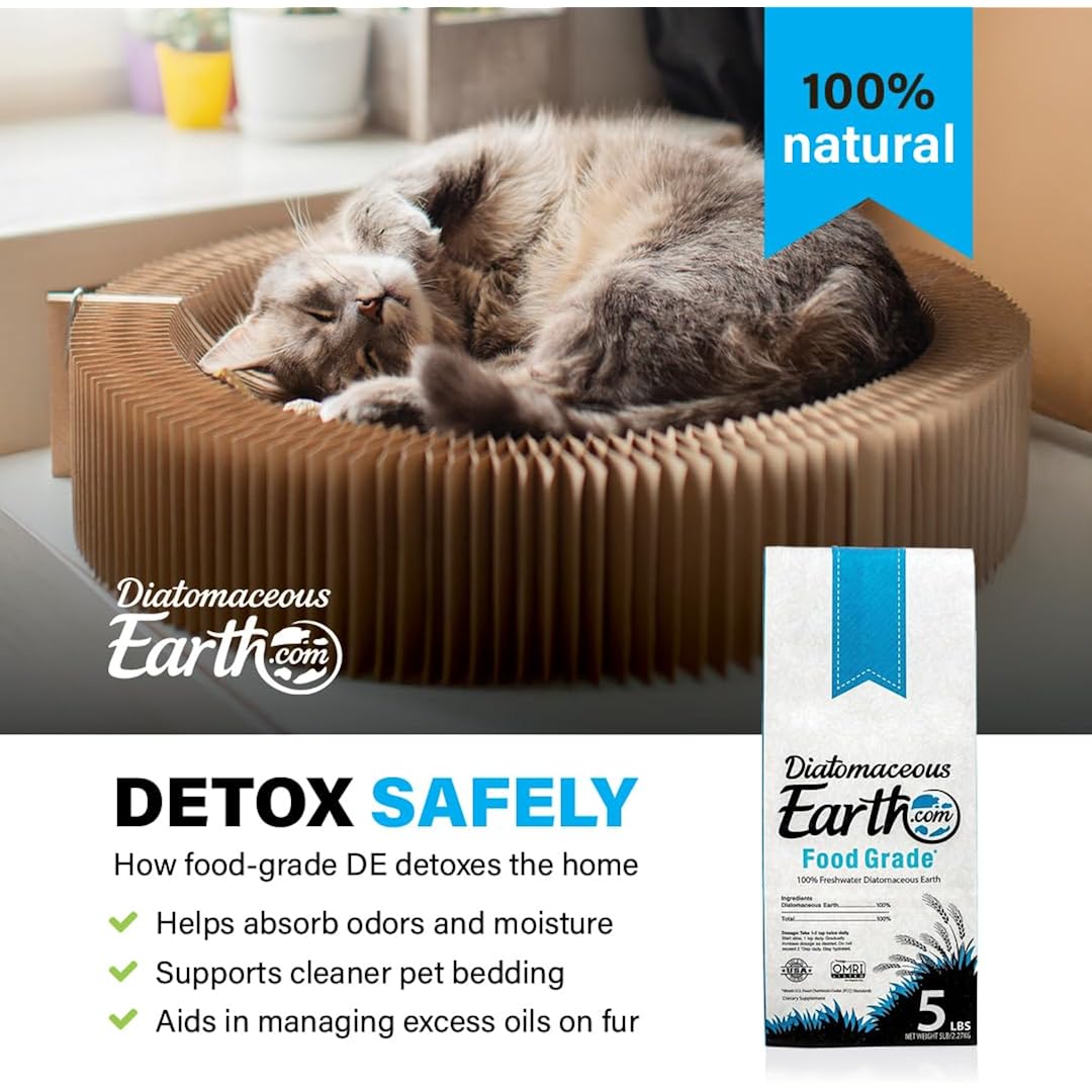 Diatomaceousearth Food Grade Diatomaceous Earth – 5Lb | 100% Organic, All-Natural Powder | Safe For Humans & Pets | Omri Listed For Organic Use