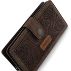Montana West X Wrangler Large Womens Wallet Western Tooling Flower Wallets, Card Cases & Money Organizers Bifold Card Cash Phone Wallet Ladies Female Travel Clutch Wallets With Rfid Lining
