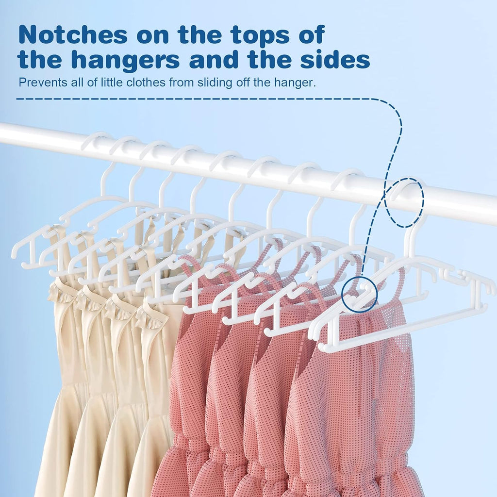 Baby Hangers 60Pack White Baby Clothes Hangers Bulk Kids Plastic Hangers Toddler/Infant Hangers For Closet